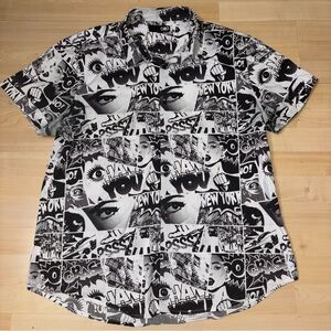 GBG Los Angeles Mens XXL Graphic Comic Book All Over Print Shirt NYC POW Pop Art